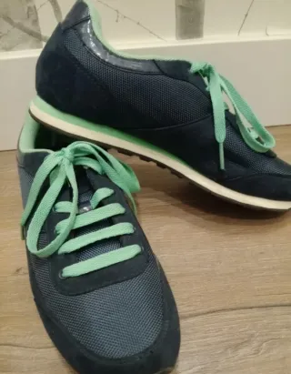 Zapatillas deportivas casual mujer azul y verde
