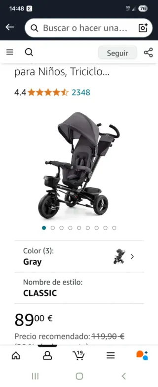 Triciclo Kinderkraft Aveo Evolutivo Gris