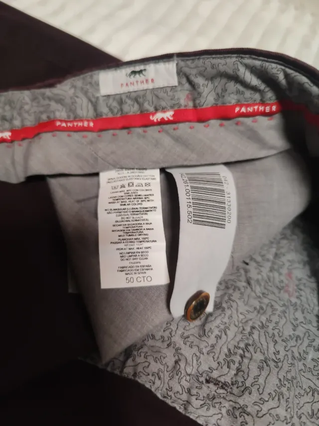 Pantalón Chino PANTER Talla 50 marrón berenjena