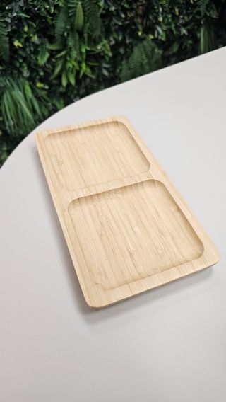 Set 6 Vasos Verdes con Bandeja Bambú