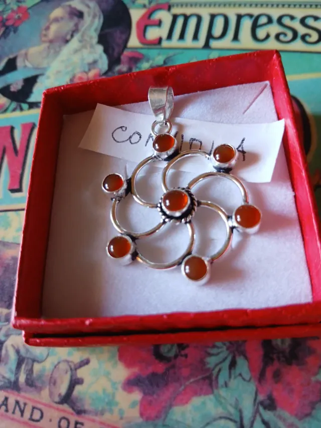 Pendente Argento 925 Indiano Pietra corniola.