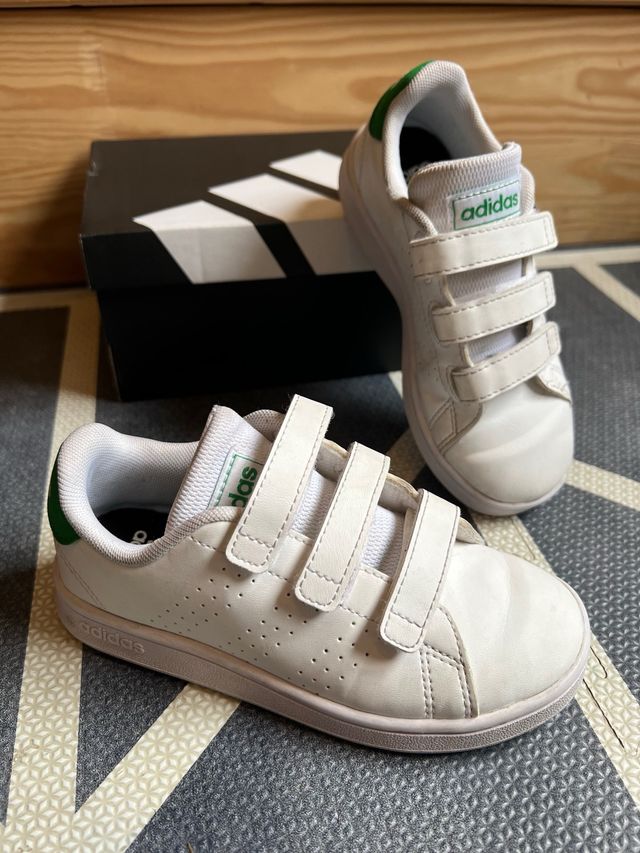 Zapatillas Adidas Advantage Blancas/Verdes Talla30