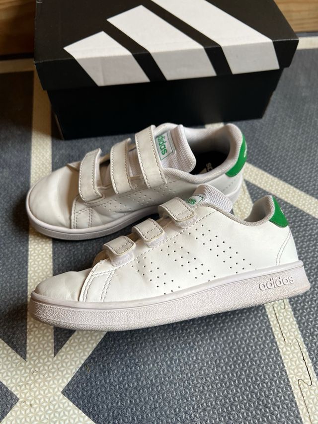 Zapatillas Adidas Advantage Blancas/Verdes Talla30