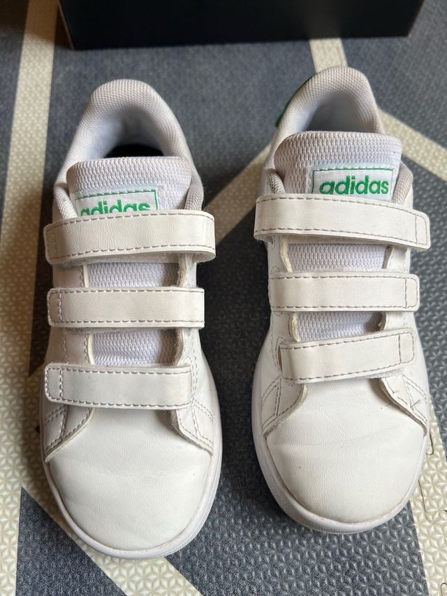 Zapatillas Adidas Advantage Blancas/Verdes Talla30