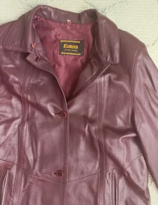 Gabardina Piel Vintage Euros Talla 42 Morado