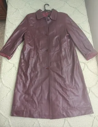 Gabardina Piel Vintage Euros Talla 42 Morado