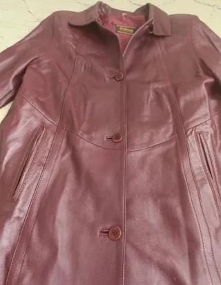 Gabardina Piel Vintage Euros Talla 42 Morado