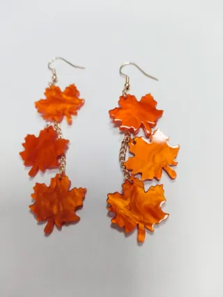 Pendientes Hojas Arce Naranja