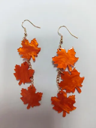 Pendientes Hojas Arce Naranja