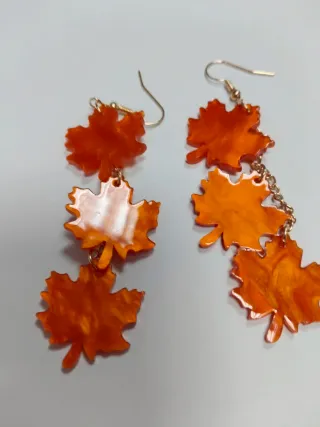 Pendientes Hojas Arce Naranja