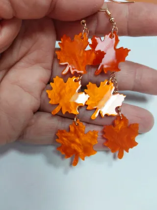 Pendientes Hojas Arce Naranja