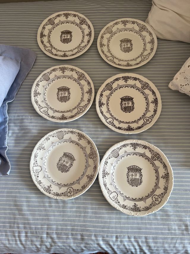 6 Platos Postre Vajilla Escudo Aragón