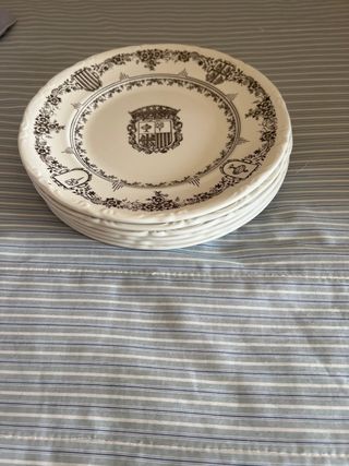 6 Platos Postre Vajilla Escudo Aragón