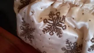 Bolso fiesta raso beige con pasamanería