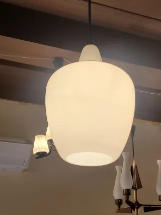 Lampada sospensione vetro opalino anni'50