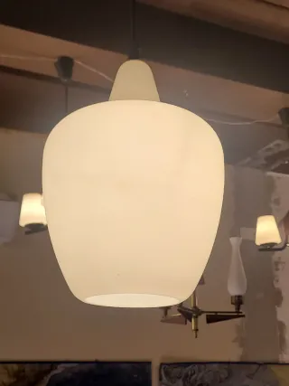 Lampada sospensione vetro opalino anni'50