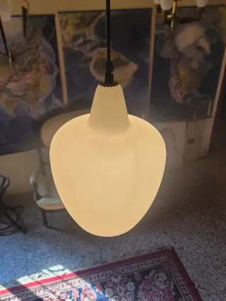 Lampada sospensione vetro opalino anni'50