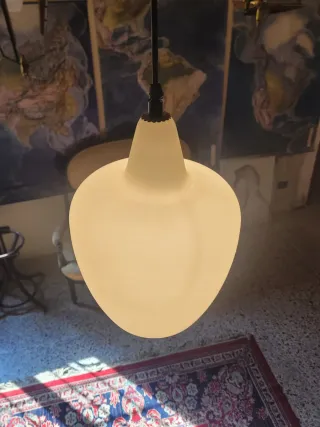 Lampada sospensione vetro opalino anni'50