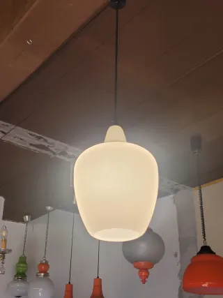 Lampada sospensione vetro opalino anni'50