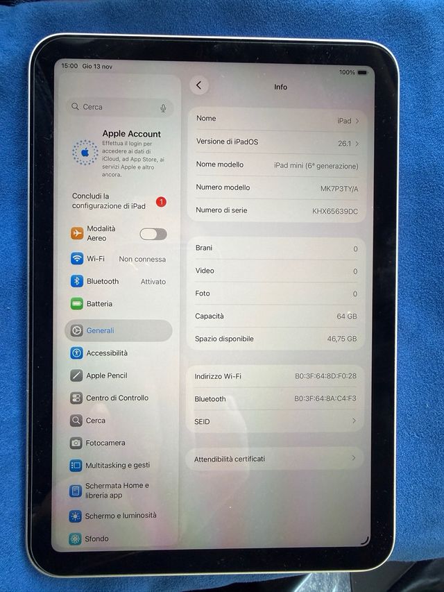 iPad mini 6ª gen Argento