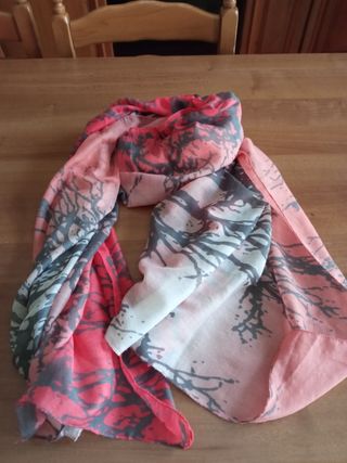 Pashmina donna fantasia grigio e rosa