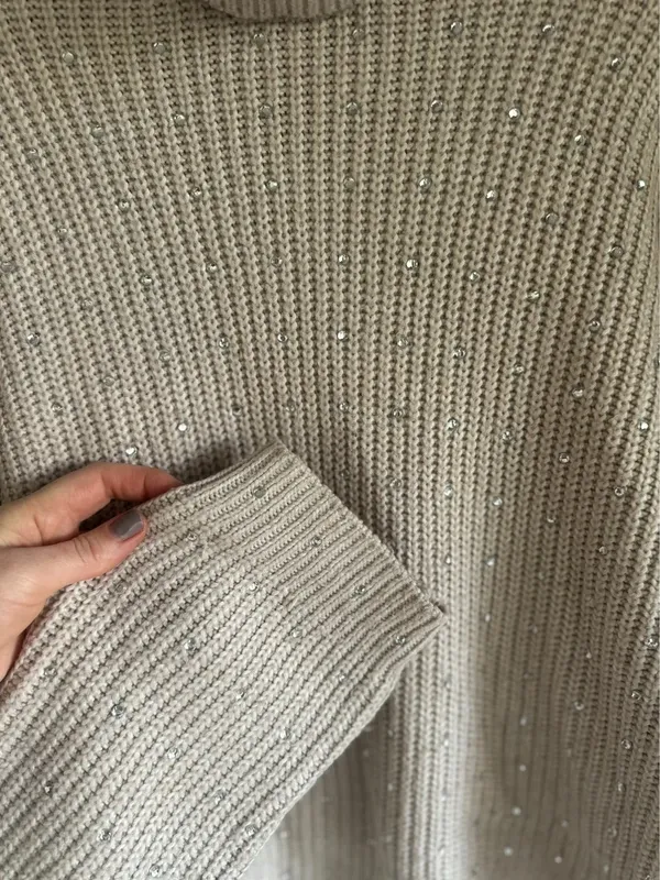 Jersey de acrilico, cuello alto beige talla M