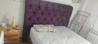 Cabecero tapizado terciopelo morado