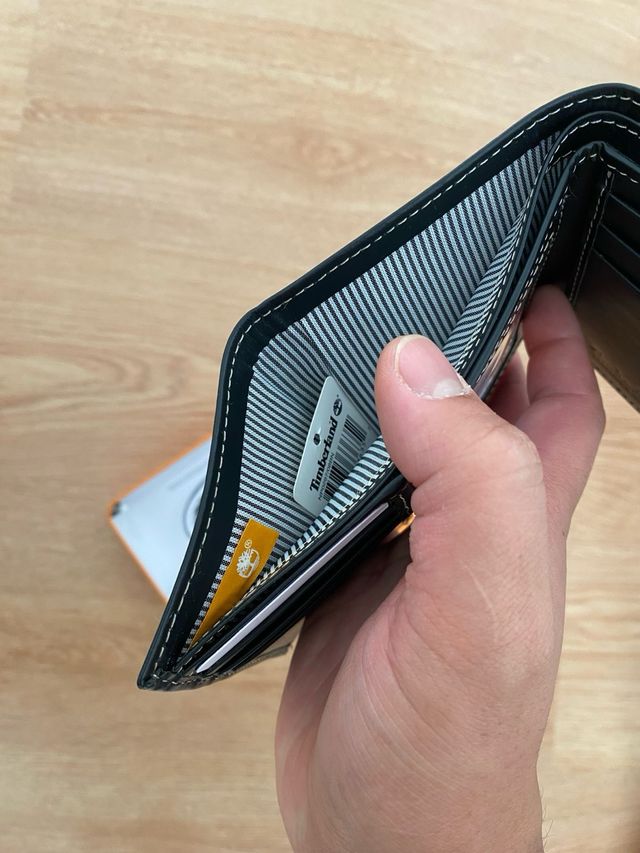 Cartera Timberland Piel Negra Original