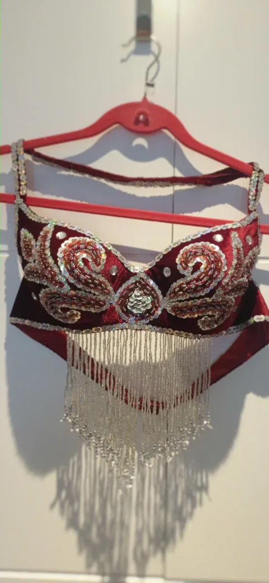 Conjunto Danza Vientre terciopelo rojo