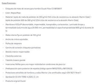 Chaqueta Moto Ducati Negra y Roja