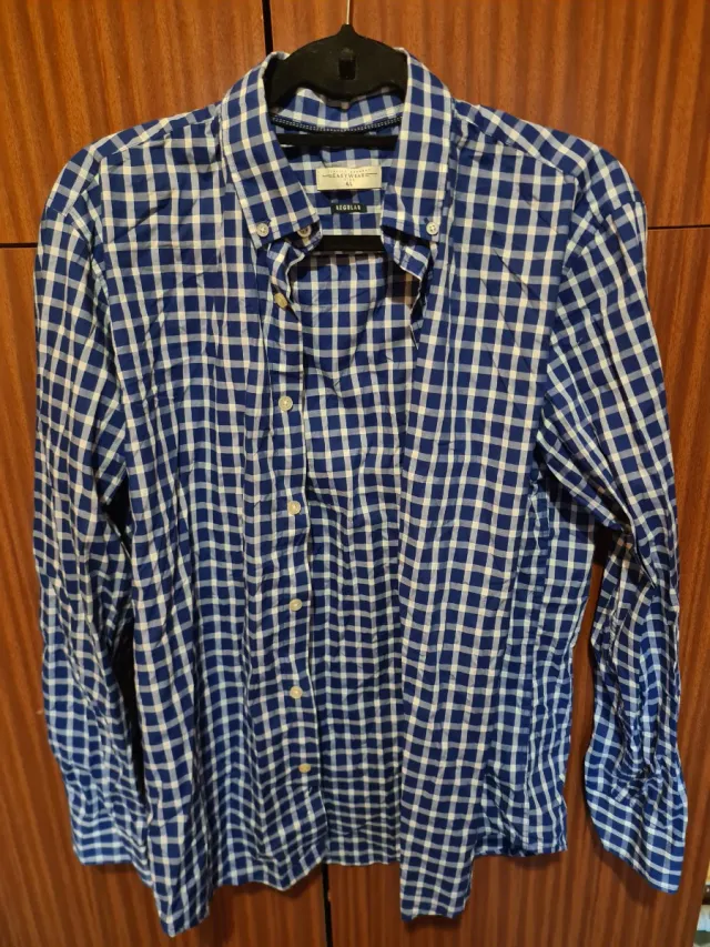 Camisa de cuadros azul y blanca Talla L
