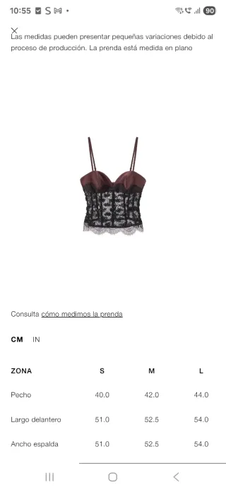 Top corsetero lentejuelas T/M zara