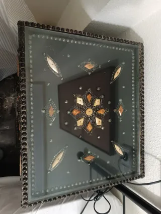 Mesita de noche negra con pedrería 2 uds disponibl