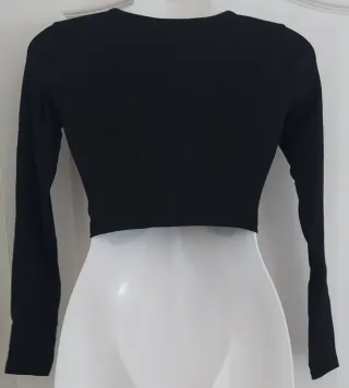 Top acanalado negro manga larga Zara T.S