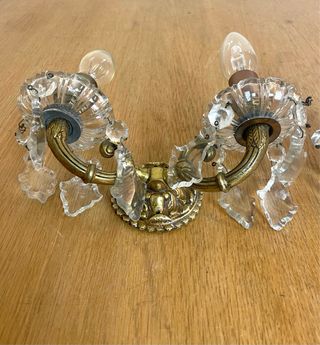 Aplique antiguo cristal bohemia y latón