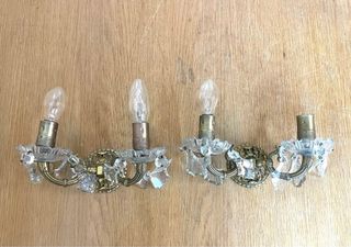 Aplique antiguo cristal bohemia y latón