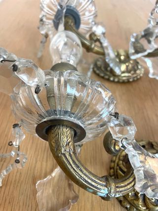 Aplique antiguo cristal bohemia y latón