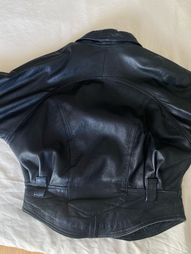 Giacca vintage in pelle nera