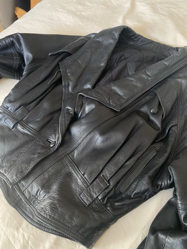 Giacca vintage in pelle nera