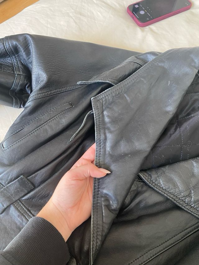 Giacca vintage in pelle nera