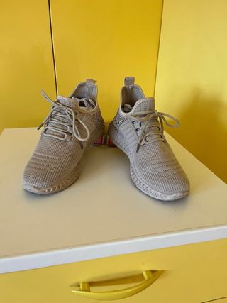 Sneakers donna tessuto beige taglia 38