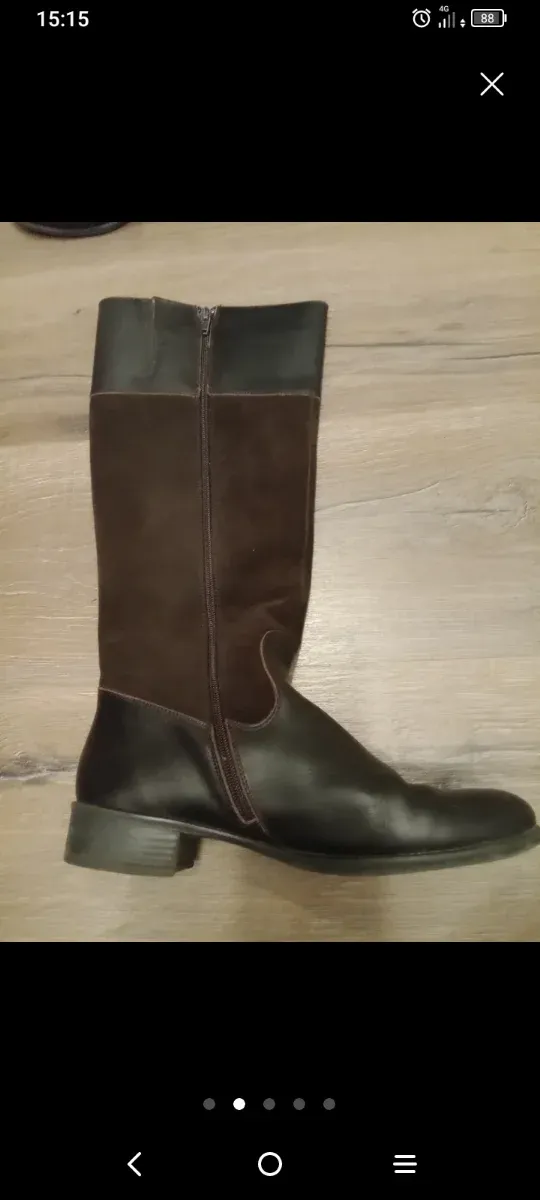 Botas altas de piel y ante marrones