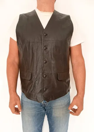 Chaleco vaquero cuero auténtico XL Medidas indicad