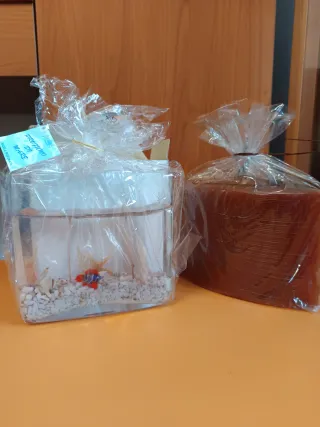 Set 2 Candele Natalizie Vetro e Plastica