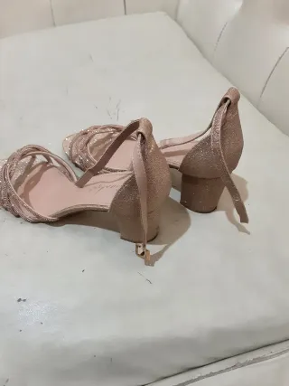 Sandali eleganti con glitter oro e rosa