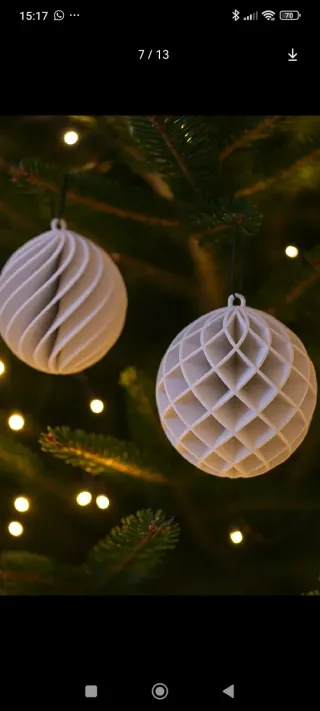 Bolas 3D Navidad Papel Beige y Dorado