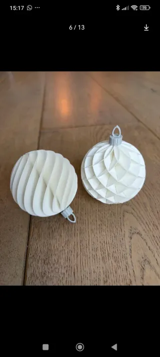 Bolas 3D Navidad Papel Beige y Dorado