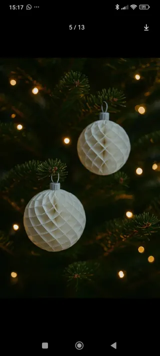 Bolas 3D Navidad Papel Beige y Dorado