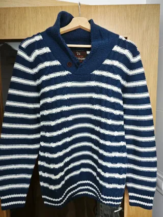 Jersey Boston Rayas Talla M Azul y Beige