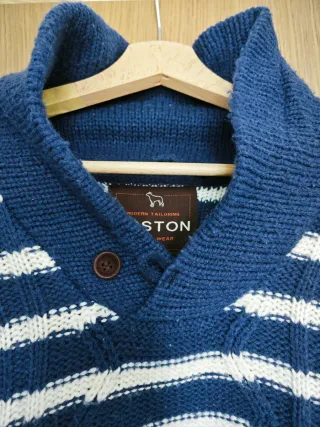 Jersey Boston Rayas Talla M Azul y Beige